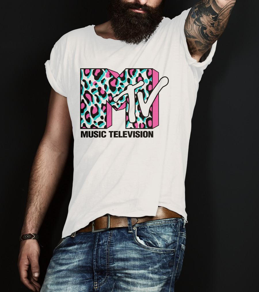 MTV Music Television Leopard Print 90s T-Shirt