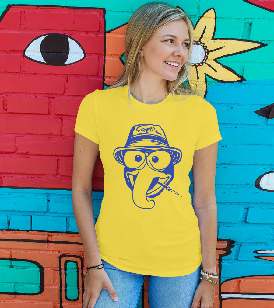 Gonzo Hunter S. Thompson Blue Art With Hat And Cigarette T-Shirt