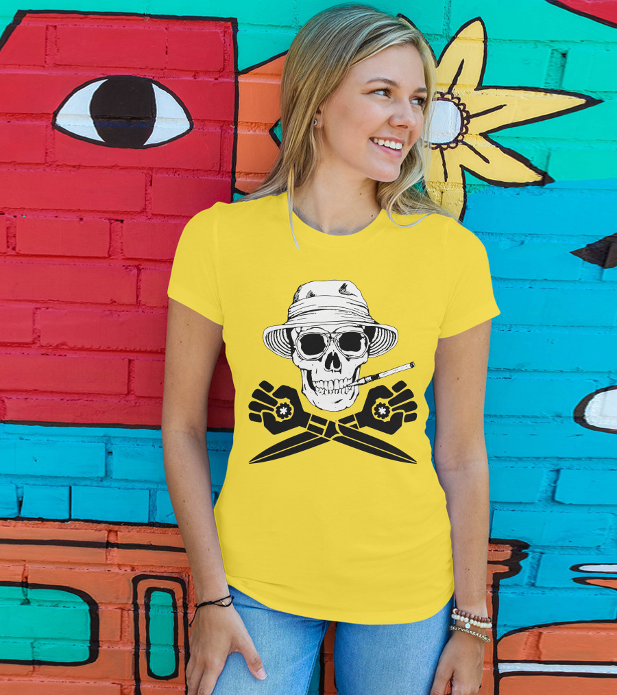 Fear And Loathing Skull With Gonzo Fist And Cigarette T-Shirt