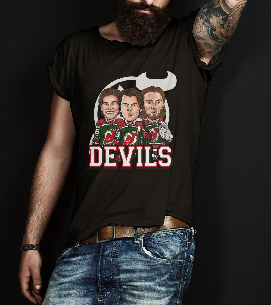 New Jersey Devils Hockey Players Caricature T-Shirt