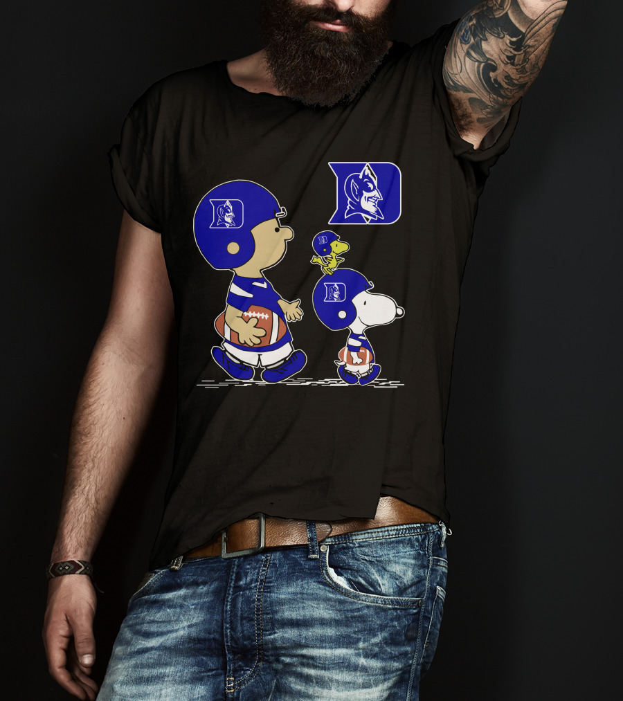 Duke Blue Devils Peanuts Characters Football Helmets T-Shirt