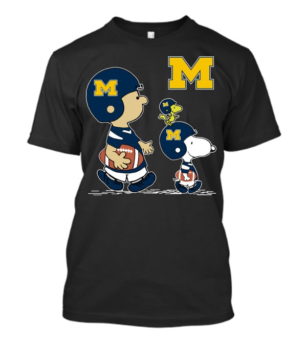 Michigan Wolverines Peanuts Football Characters Charlie Brown Snoopy Woodstock T-Shirt