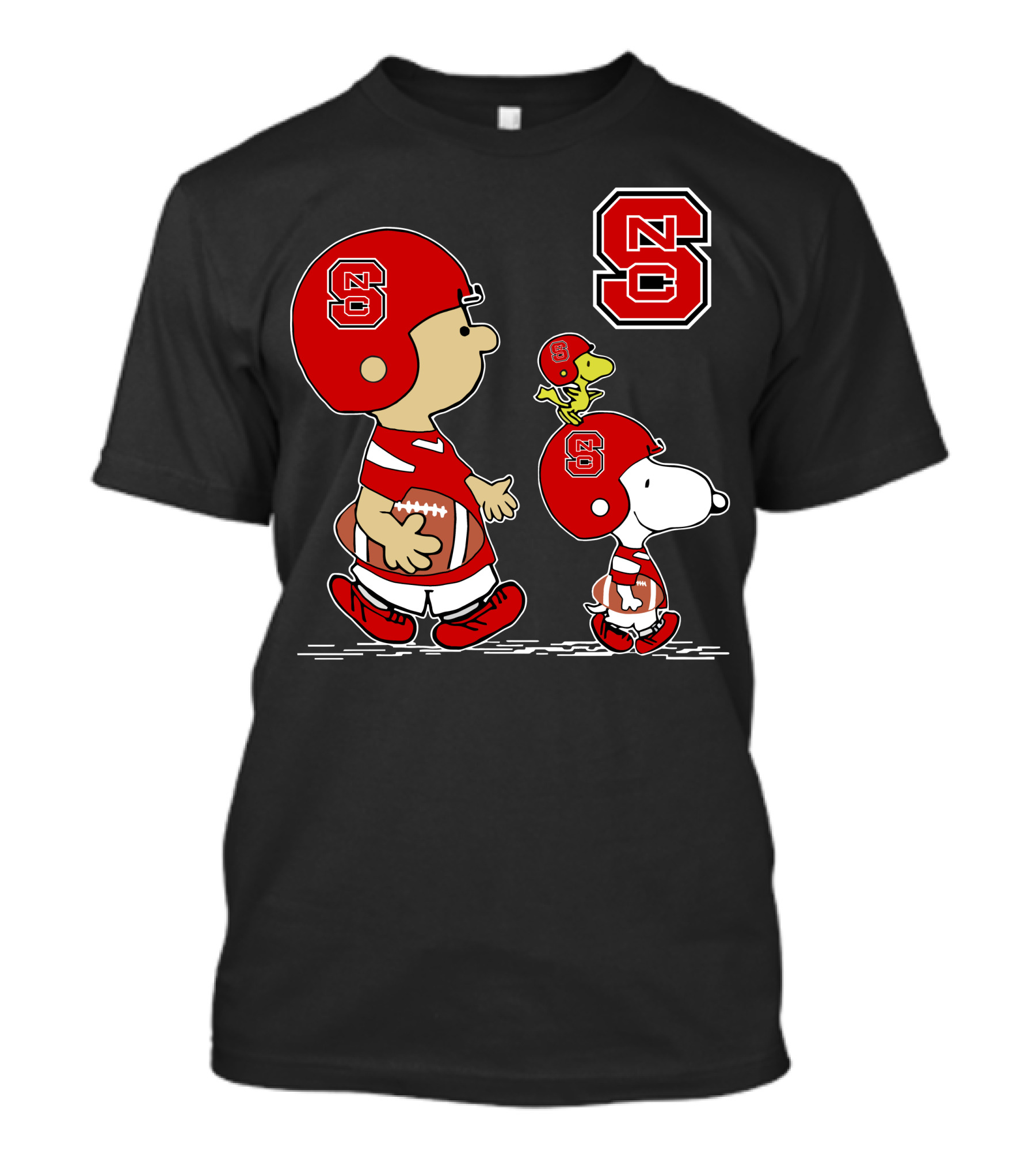 NC State Wolfpack Snoopy Woodstock Football Cartoon T-Shirt