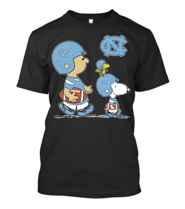 North Carolina Tar Heels Snoopy Peanuts Football Trio With UNC T-Shirt