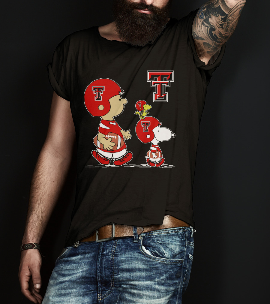 Texas Tech Red Raiders Peanuts Football Characters T-Shirt