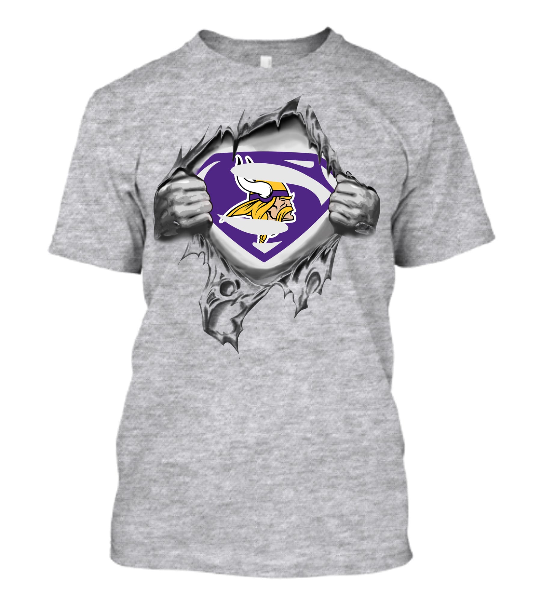 Minnesota Vikings Super Hero Logo Rip T-Shirt