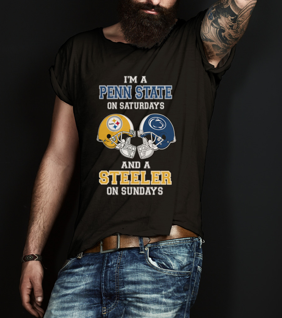 Penn State Saturdays Steelers Sundays Football Helmets T-Shirt
