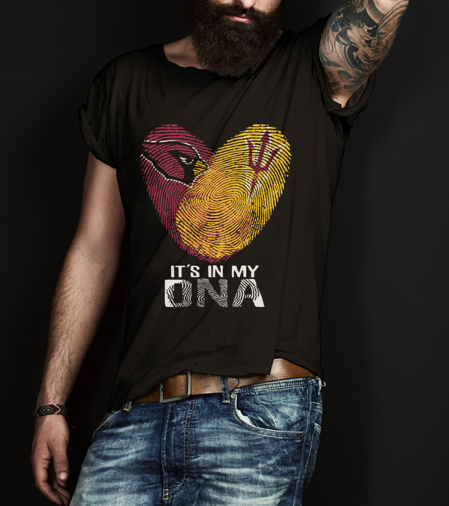 Arizona Cardinals Arizona State It's In My Dna Fingerprint Heart T-Shirt