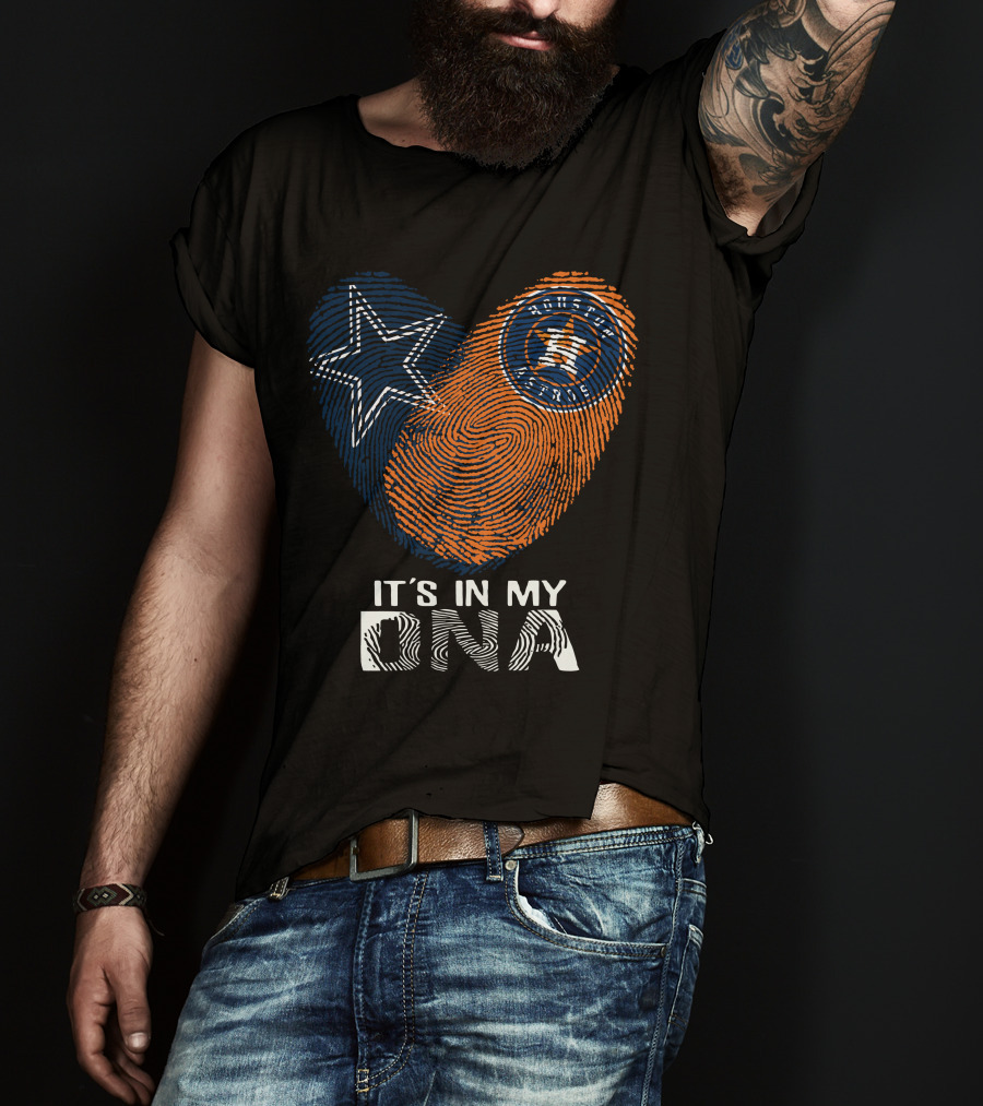 Cowboys Houston Astros Star Fingerprint It's In My DNA T-Shirt