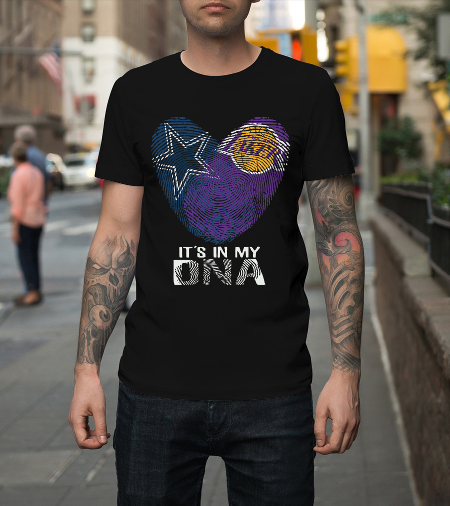 Cowboys And Lakers Star And Basketball It's In My DNA T-Shirt