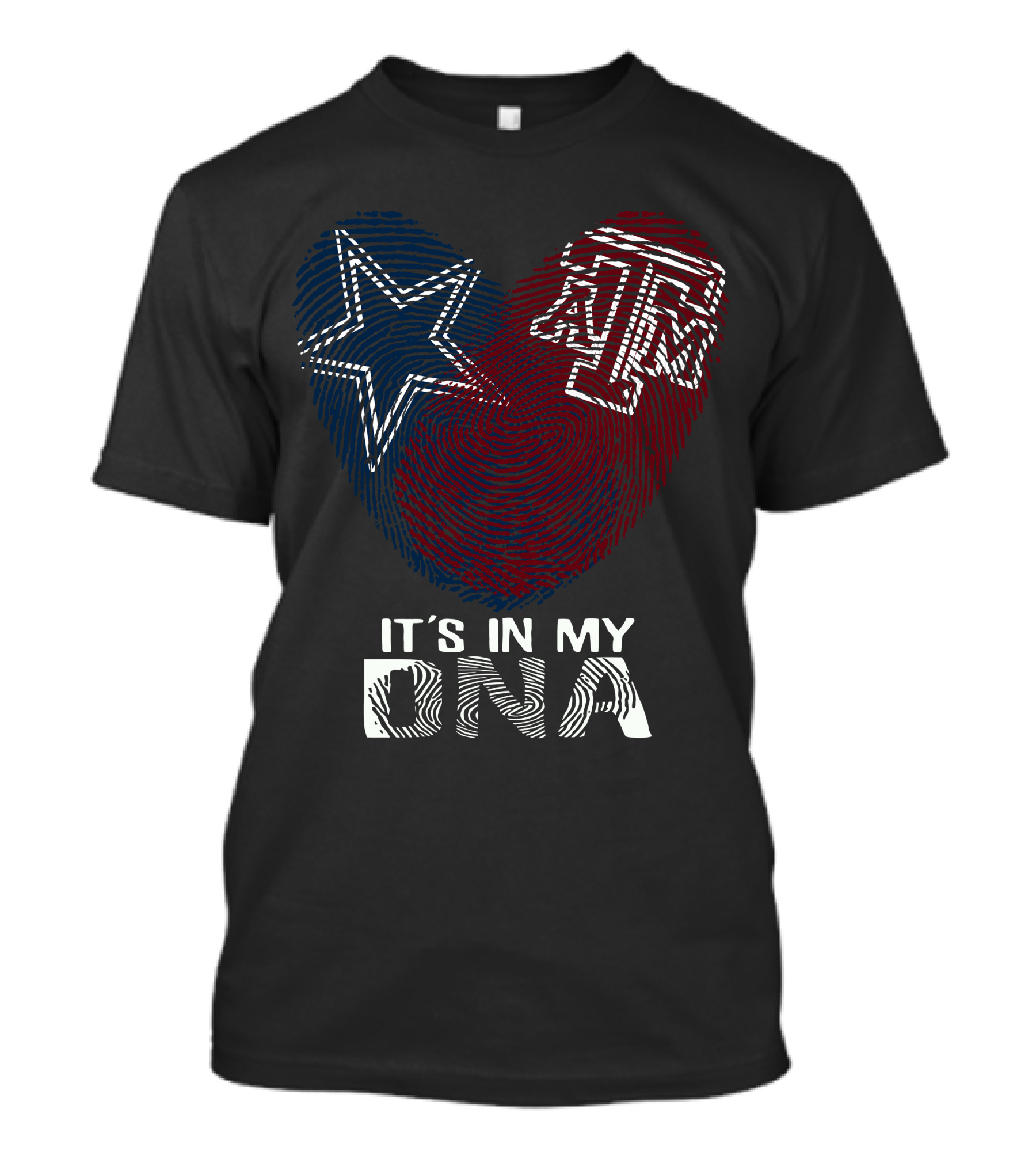It's In My DNA Cowboys Texas A&M Aggies Star Logo Fingerprint T-Shirt