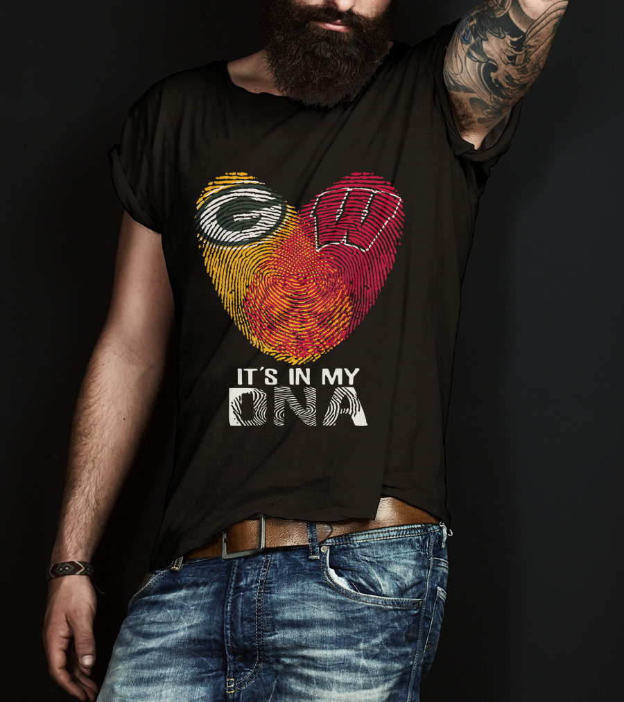 Packers Wisconsin Badgers Fingerprint It's In My DNA T-Shirt