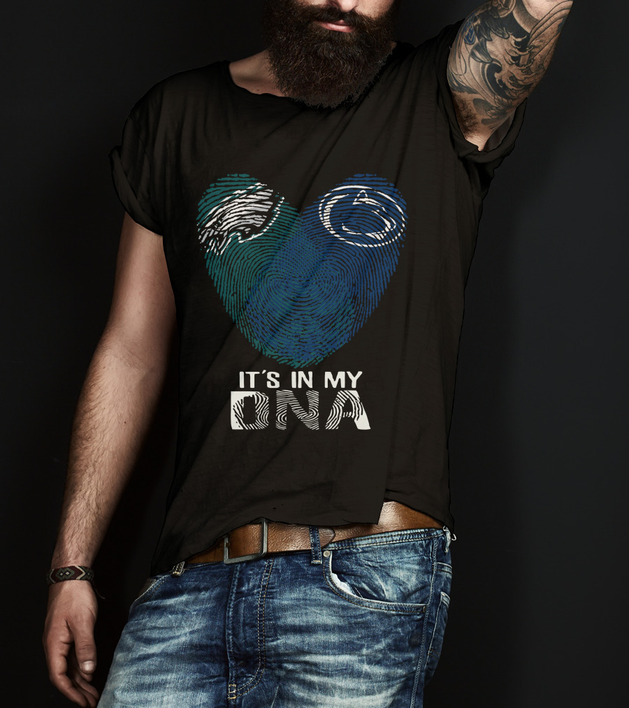Philadelphia Eagles Penn State Fingerprint Heart It's In My DNA T-Shirt