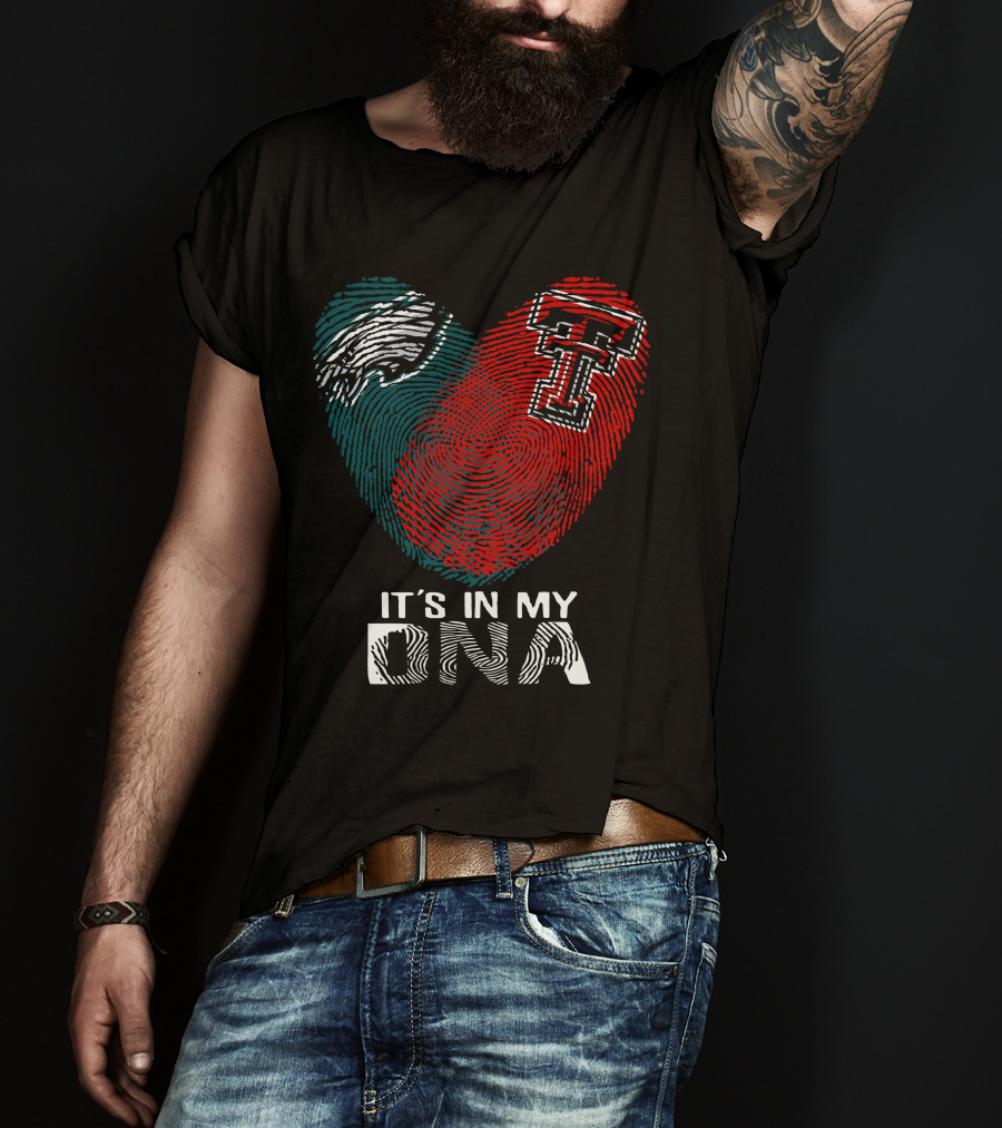 Philadelphia Eagles Texas Tech Fingerprint It's In My DNA T-Shirt