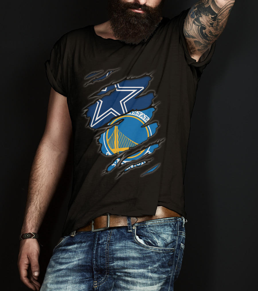 Cowboys Golden State Warriors Star And Bridge T-Shirt