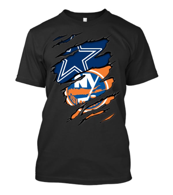 Cowboys And New York Islanders Logo Mashup T-Shirt