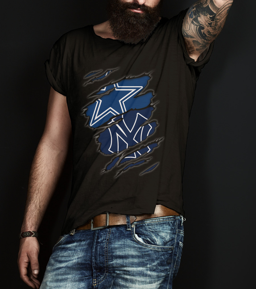 Cowboys New York Yankees Star And NY Logo Fusion T-Shirt