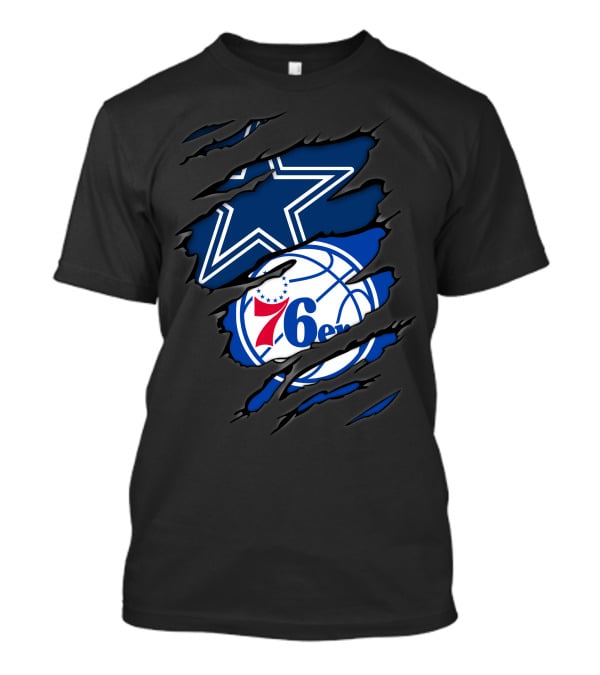 Cowboys Philadelphia 76ers Star And Basketball Fusion T-Shirt