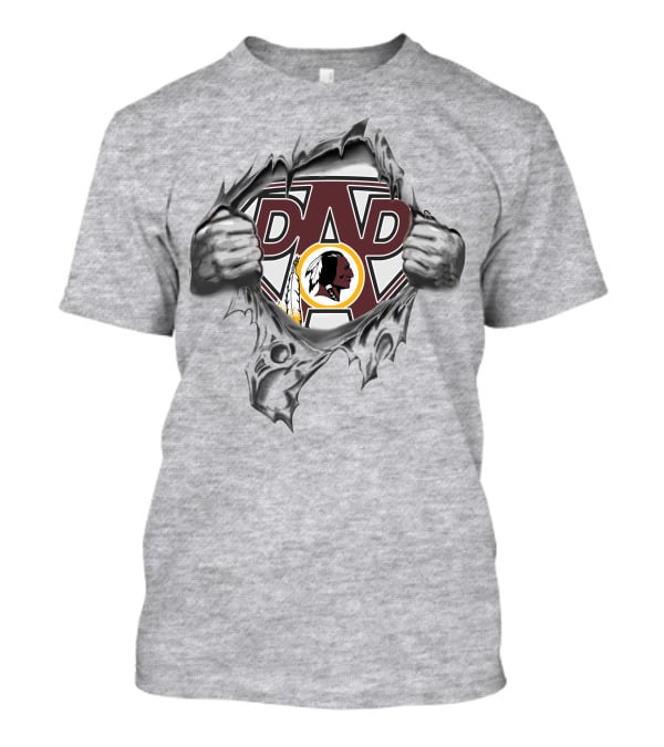 Super Dad Washington Redskins Fan Logo Hero Busting Through Walls T-Shirt