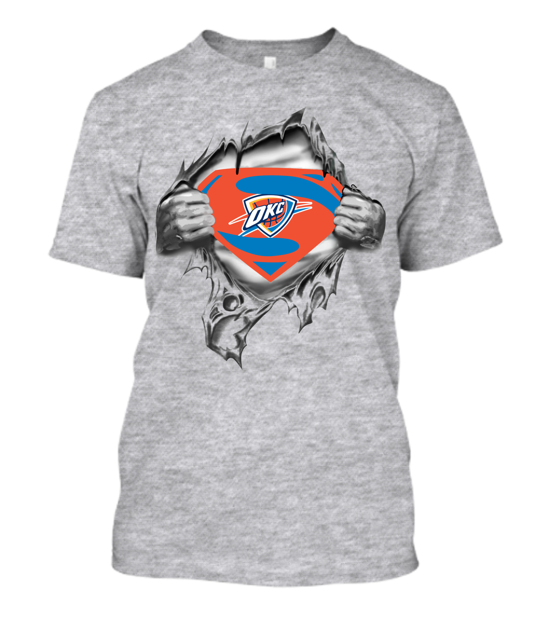 OKC Thunder Superman Logo Rip T-Shirt
