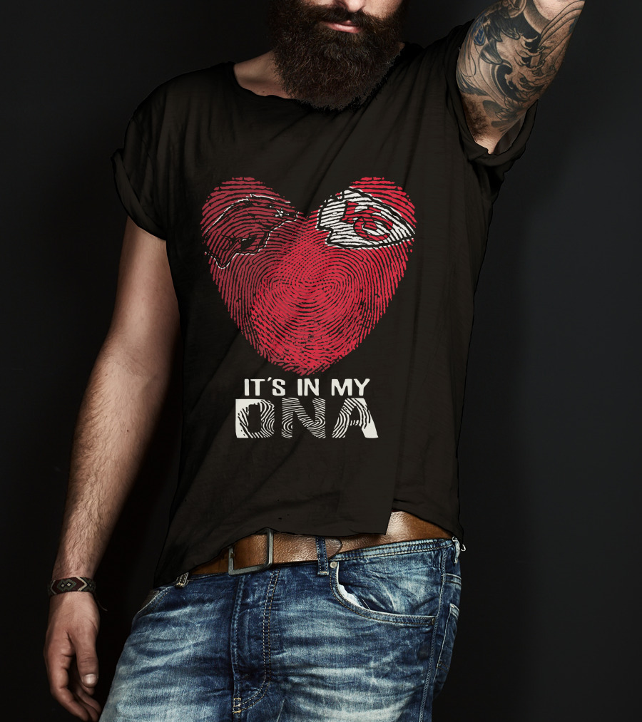 Arkansas Razorbacks Chiefs It's In My Dna Fingerprint Heart T-Shirt