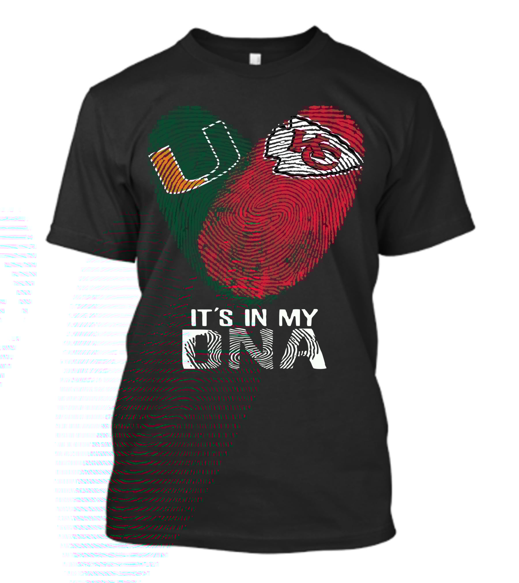 Miami Hurricanes Kansas City Chiefs It's In My Dna Fingerprint T-Shirt