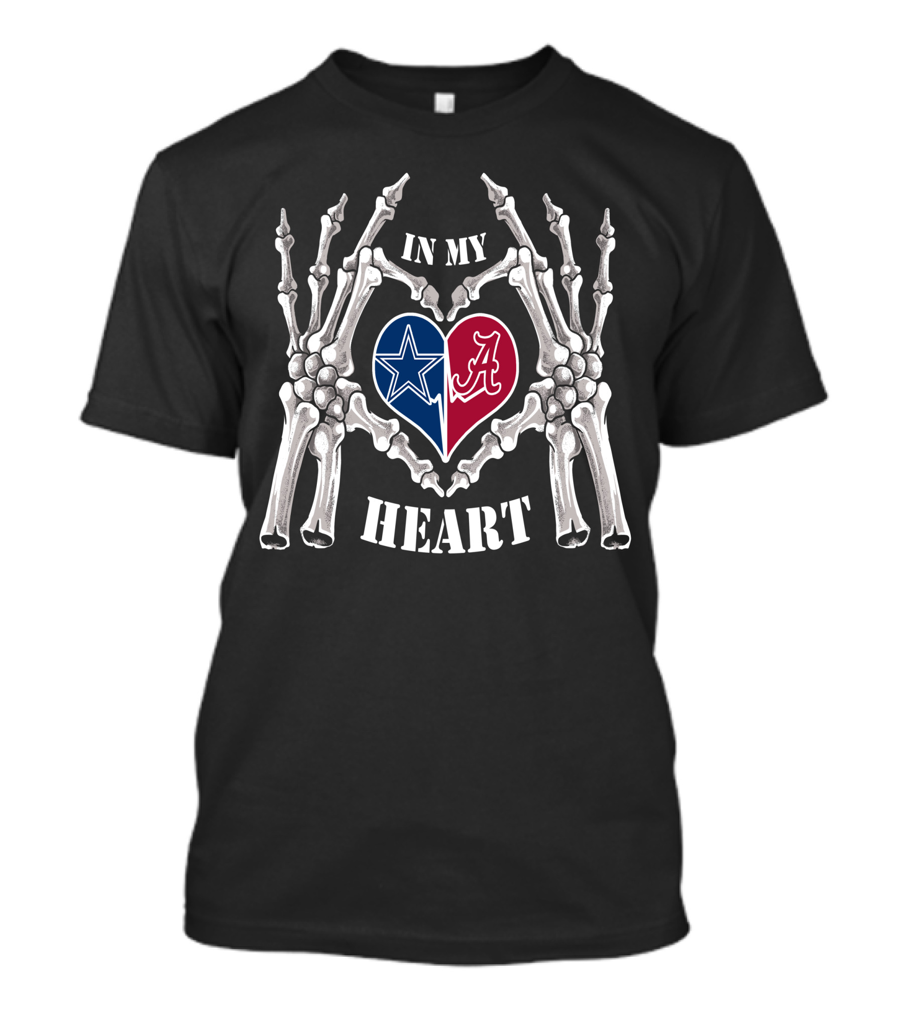 Cowboys Alabama In My Heart Skeleton Hands T-Shirt