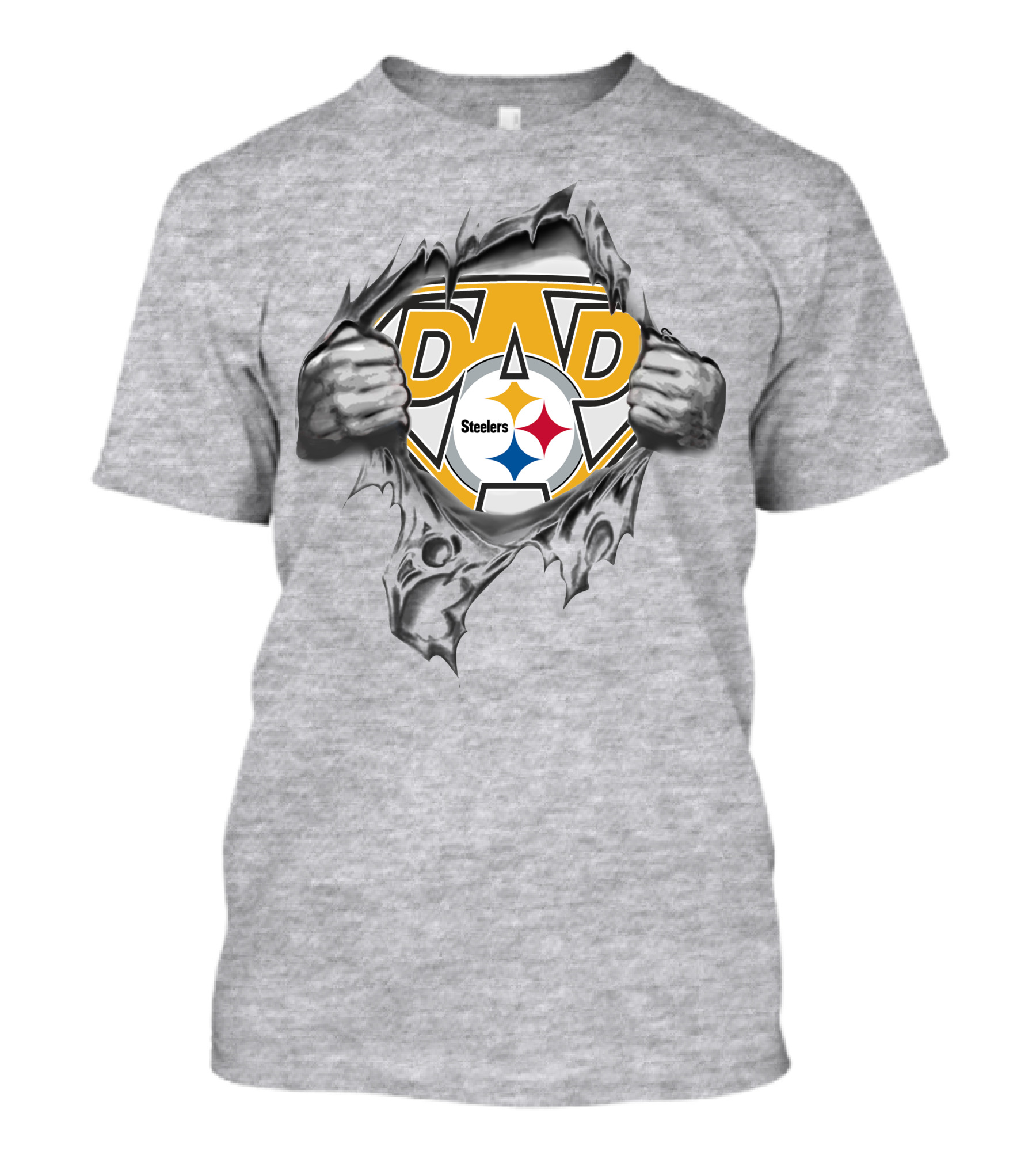 Steelers Dad Logo With Ripped Superhero Effect T-Shirt