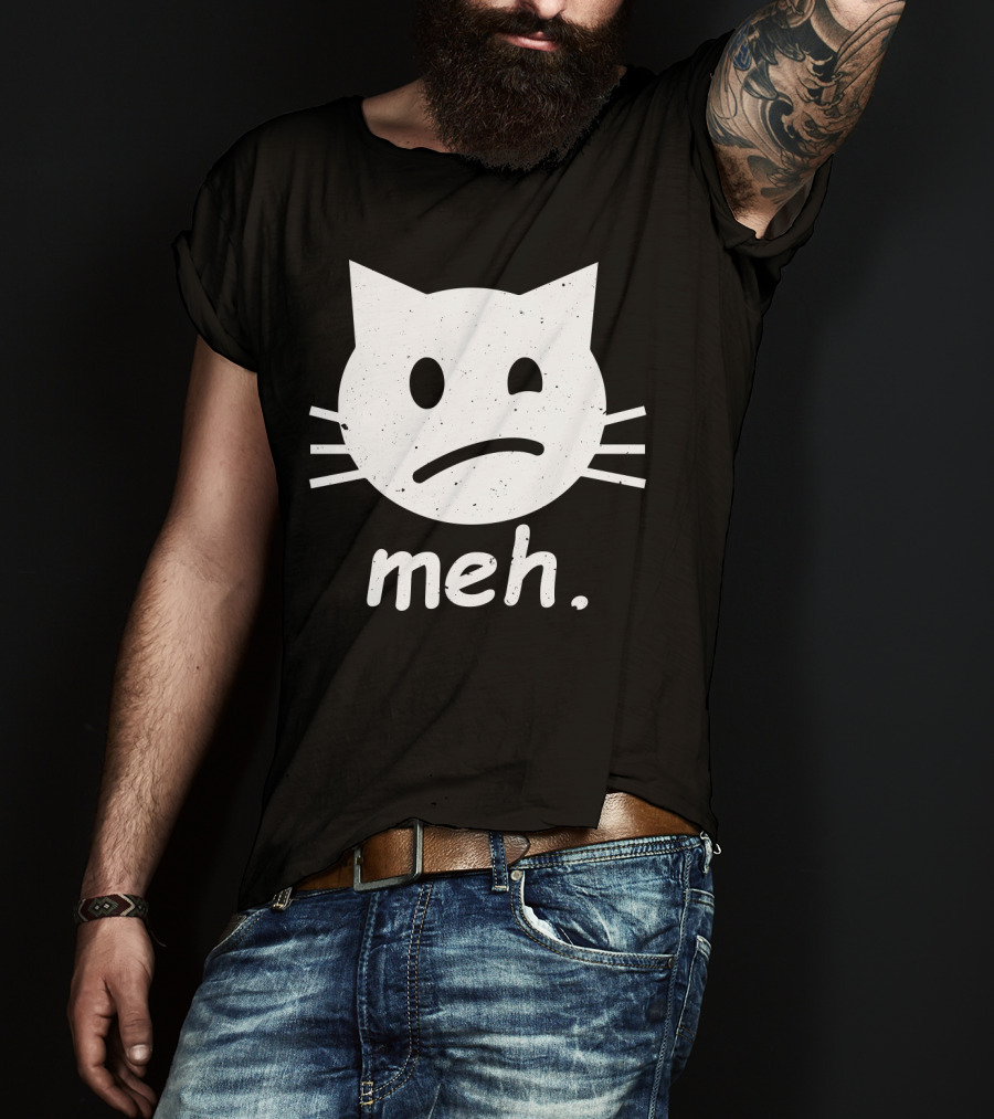 Meh Cat Face Halloween Humor T-Shirt