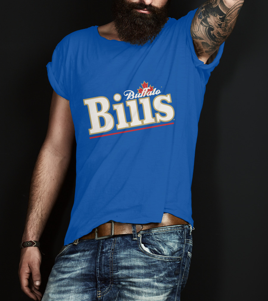 Buffalo Bills Logo With Red Maple Leaf T-Shirt