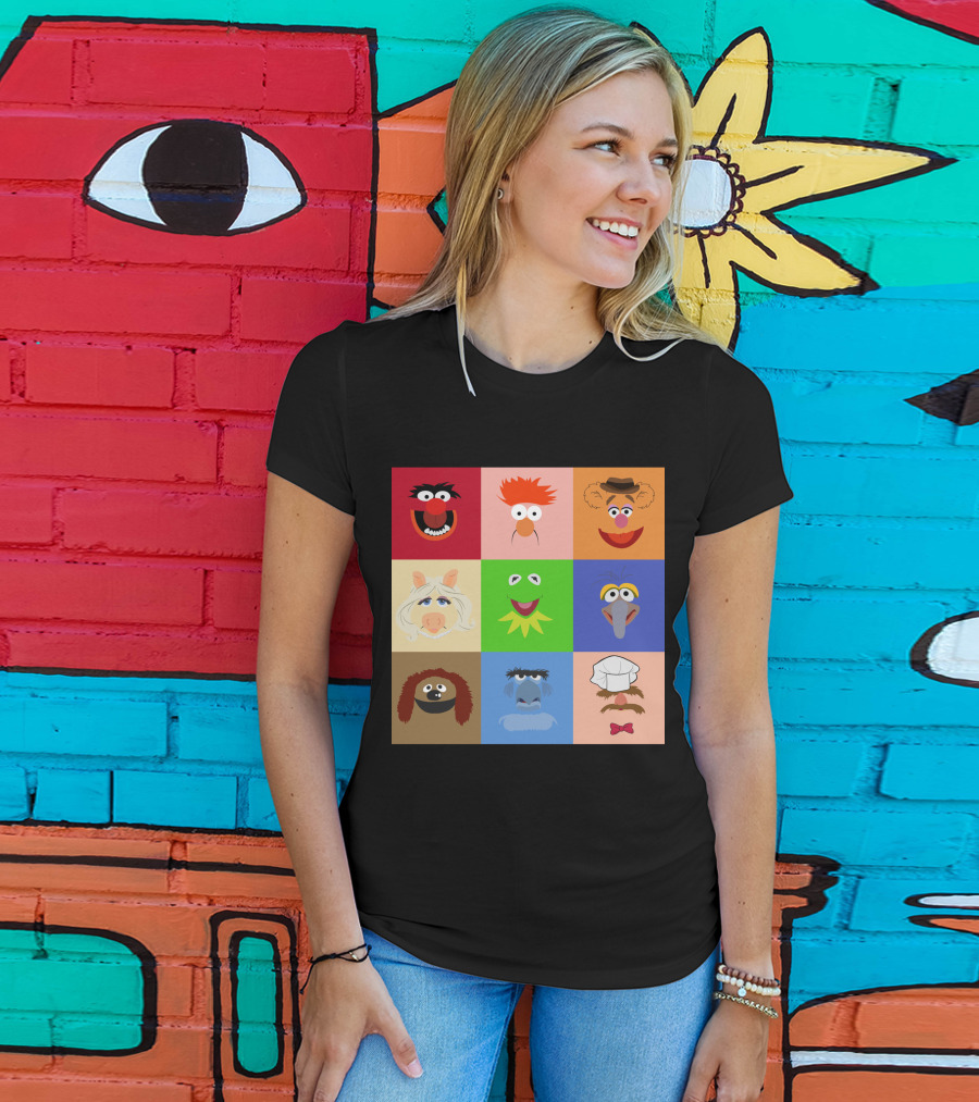 Muppets Faces Grid Featuring Kermit Piggy Fozzie Gonzo And More T-Shirt