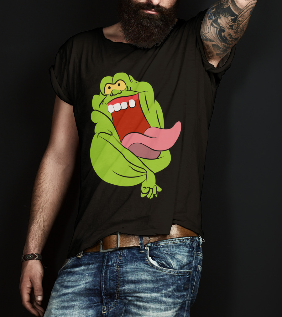 The Real Ghostbusters Slimer Tongue Out Iconic Cartoon Ghost Character T-Shirt