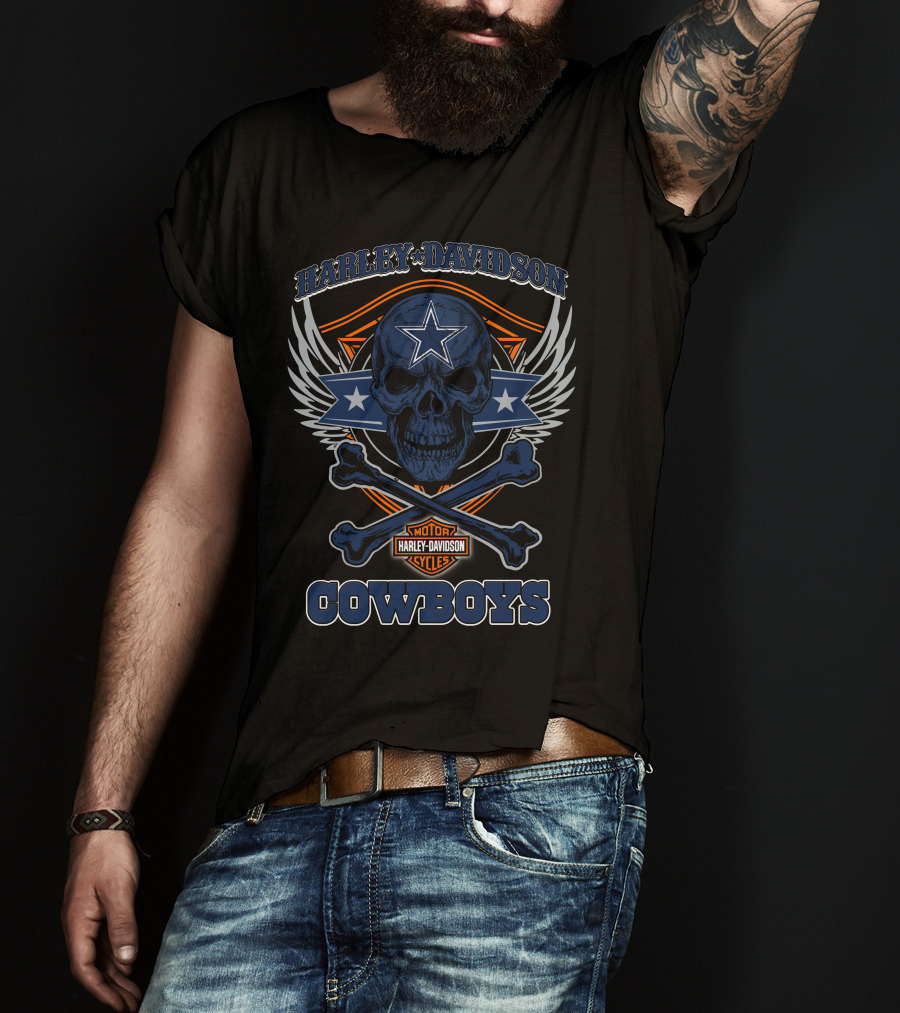 Harley Davidson Cowboys Skull Star Badge T-Shirt