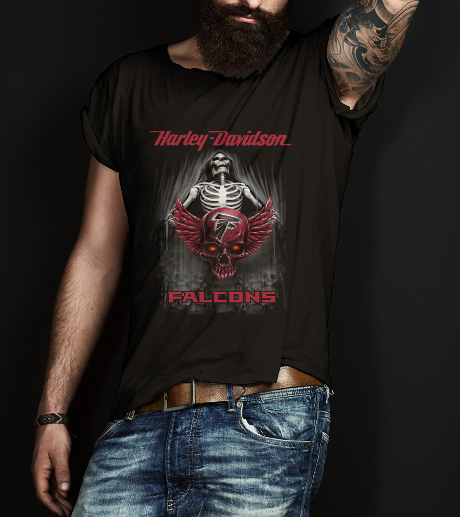 Harley Davidson Falcons Atlanta Skull Graphic Hdnfl 0610 T-Shirt