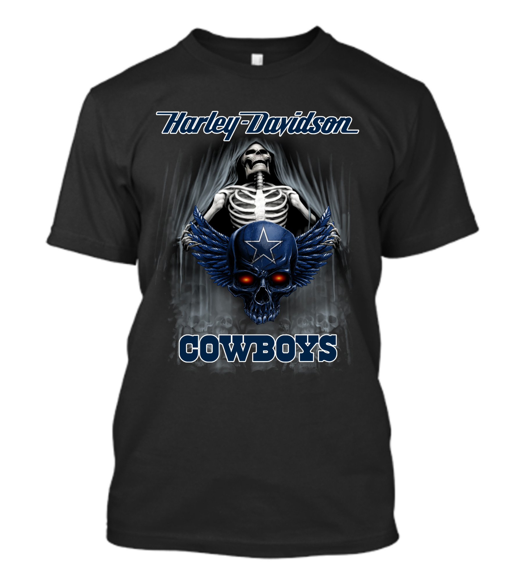 Harley Davidson Skeleton Skull Star Cowboys T-Shirt