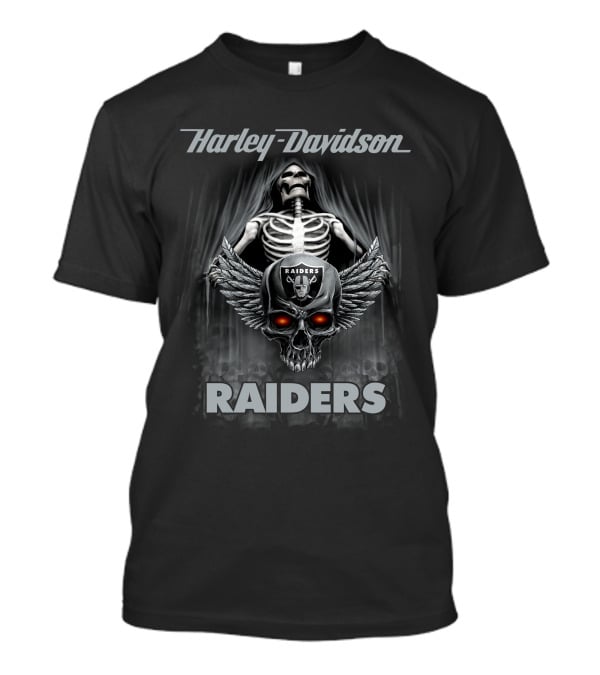 Harley Davidson Raiders Skeleton Skull Wings Las Vegas T-Shirt