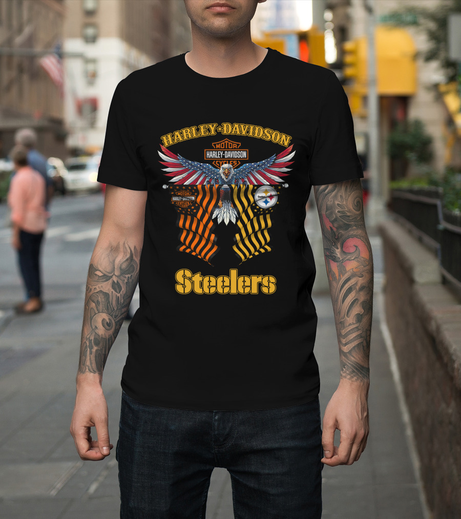 Harley Davidson Steelers Moto Eagle T-Shirt