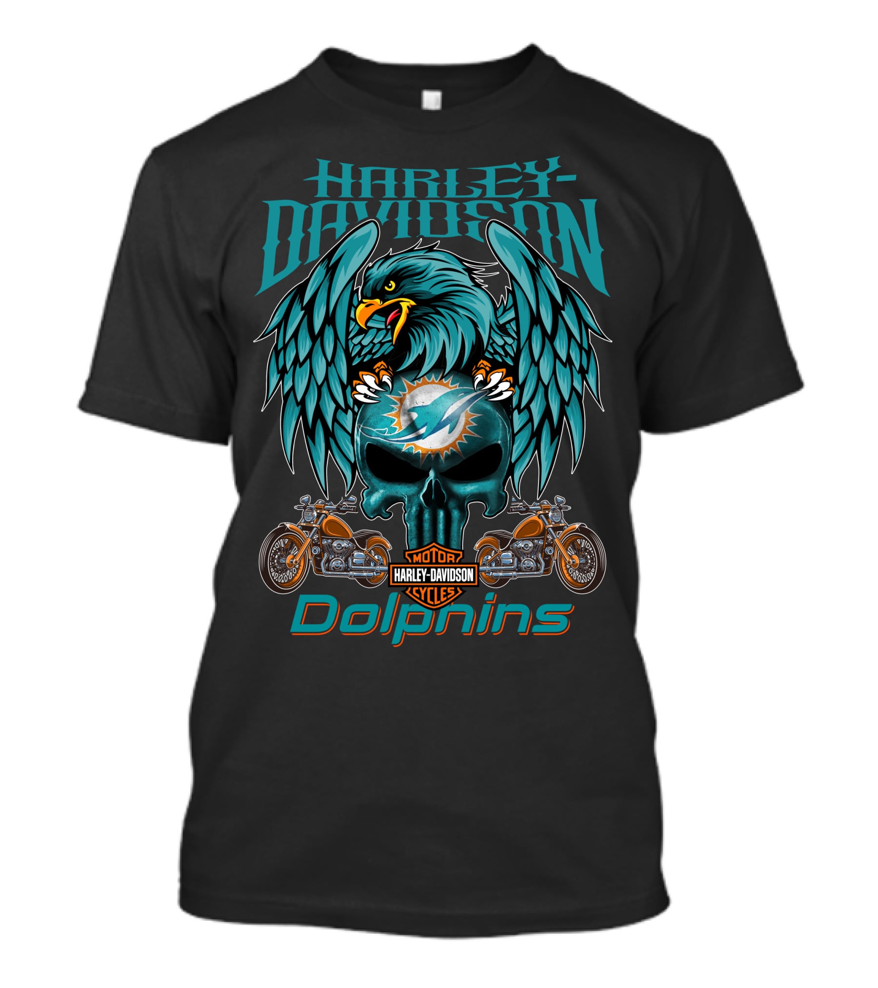 Harley Davidson Motor Cycles Dolphins Miami Dolphins T-Shirt