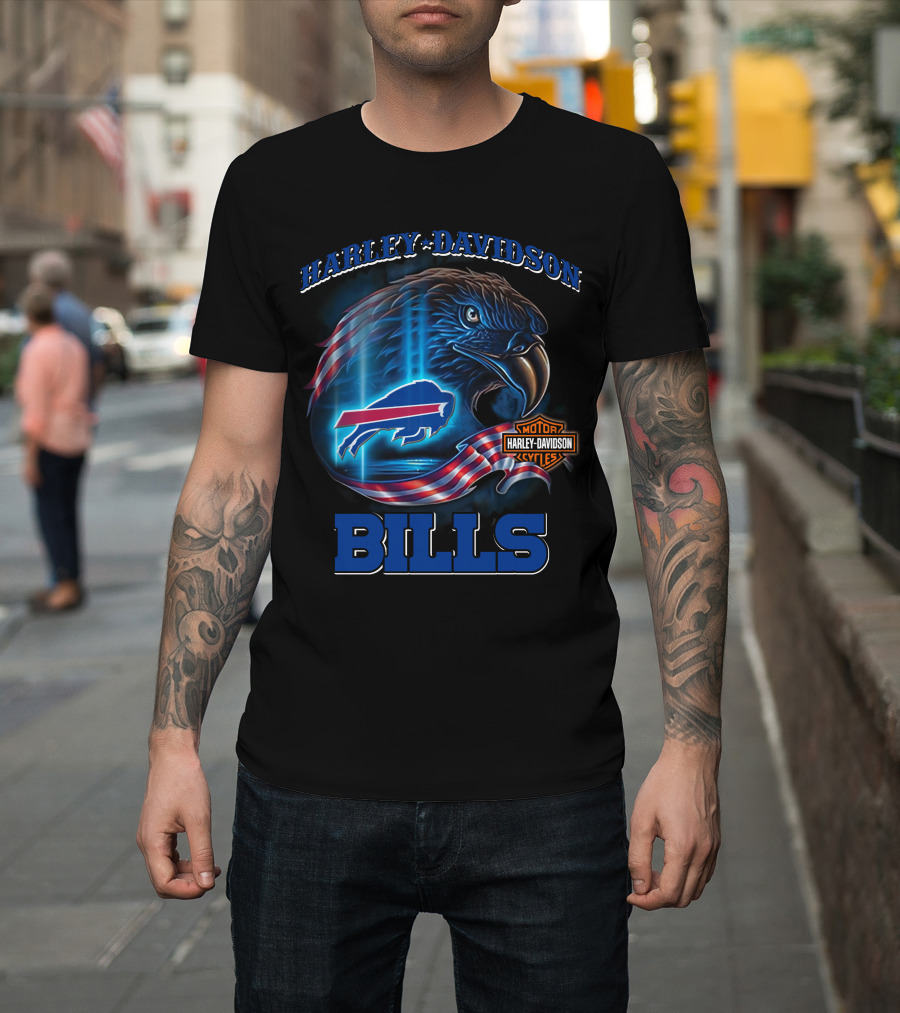 Harley Davidson Buffalo Bills Eagle Motor Cycles T-Shirt