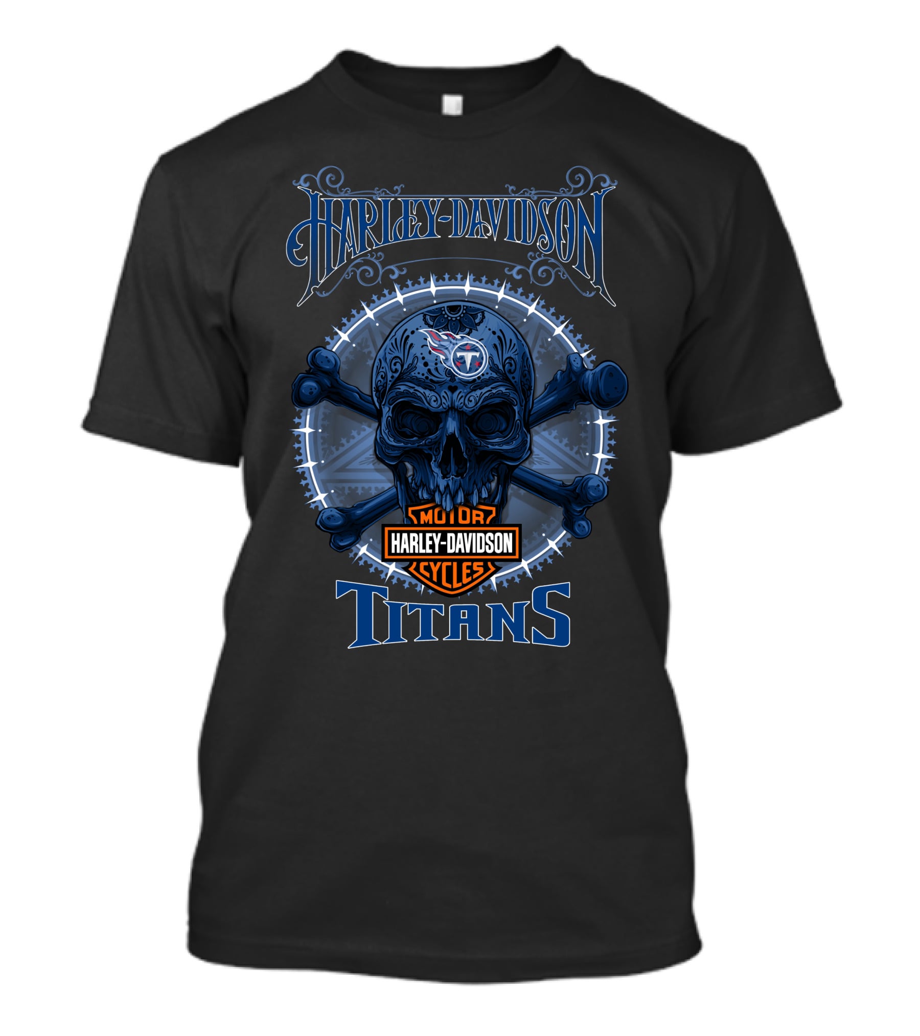 Harley Davidson Tennessee Titans Motor Cycles Skull T-Shirt
