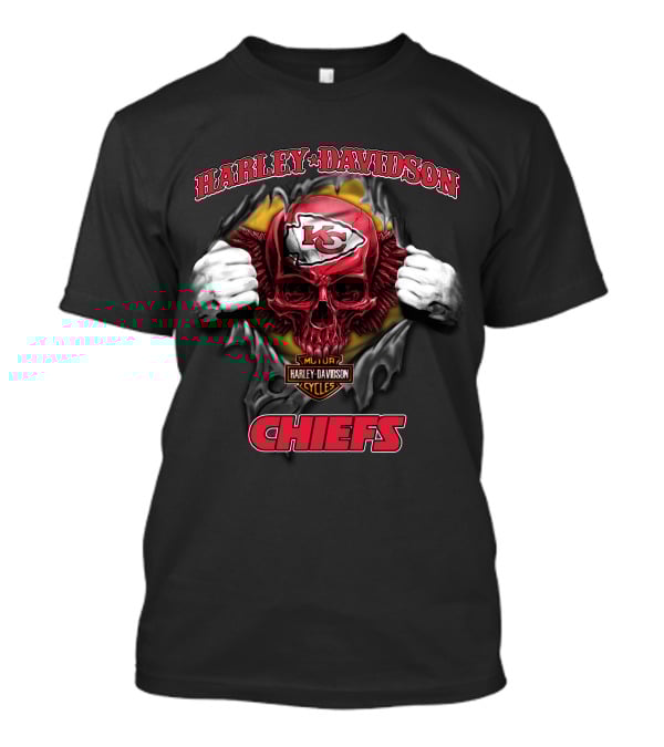 Harley Davidson Nfl Skull Kansas City Chiefs T-Shirt