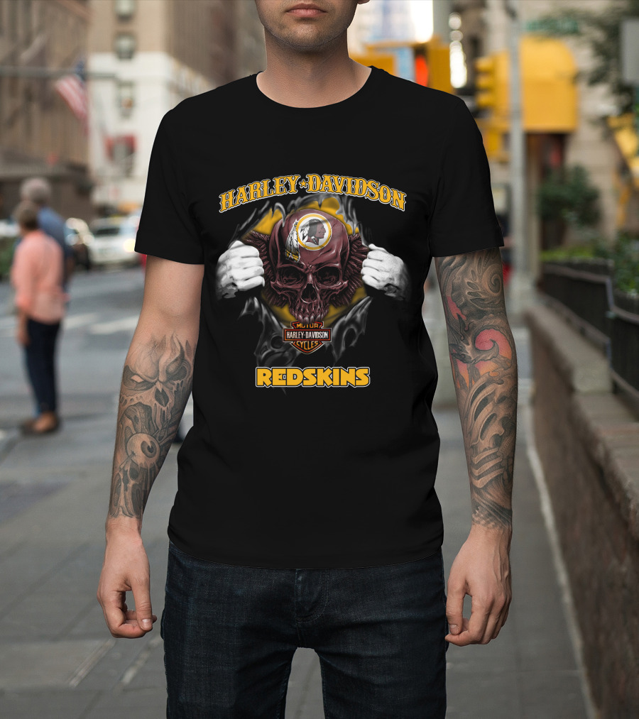 Harley Davidson Nfl Skull Washington Redskins T-Shirt