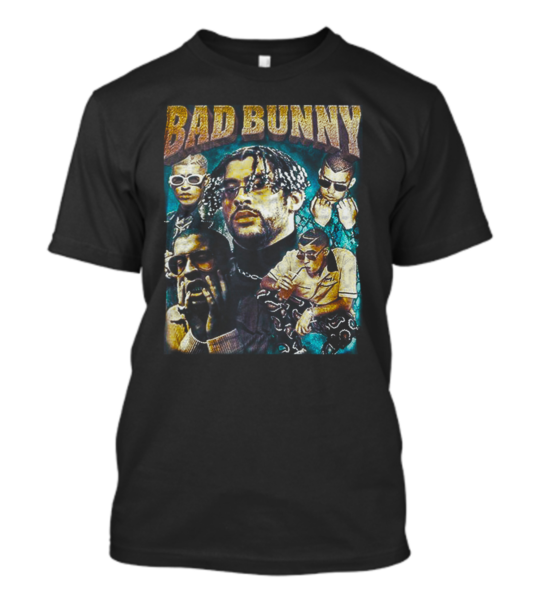 BAD BUNNY Multi-Image Portrait Collage Fan T-Shirt