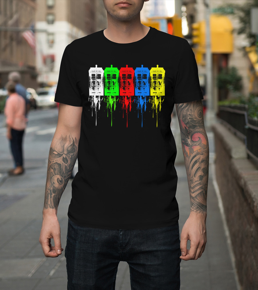 Doctor Who TARDIS Colorful Dripping T-Shirt