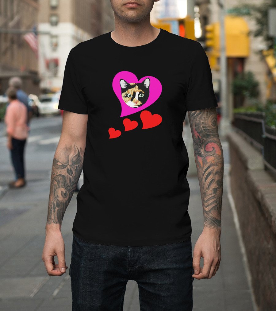 Calico Cat Heart Love T-Shirt