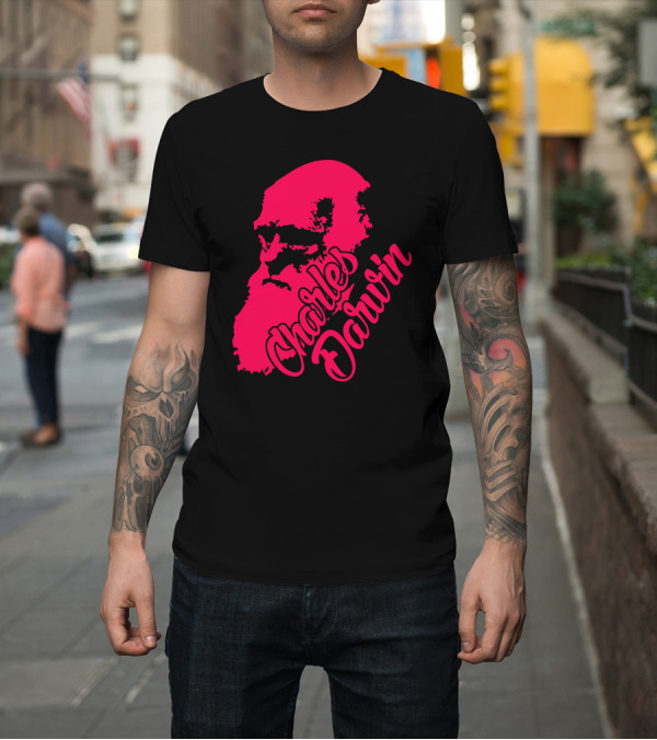 Shirt: Charles Darwin Retro Pink T-Shirt Charles Darwin Retro Pink T-Shirt