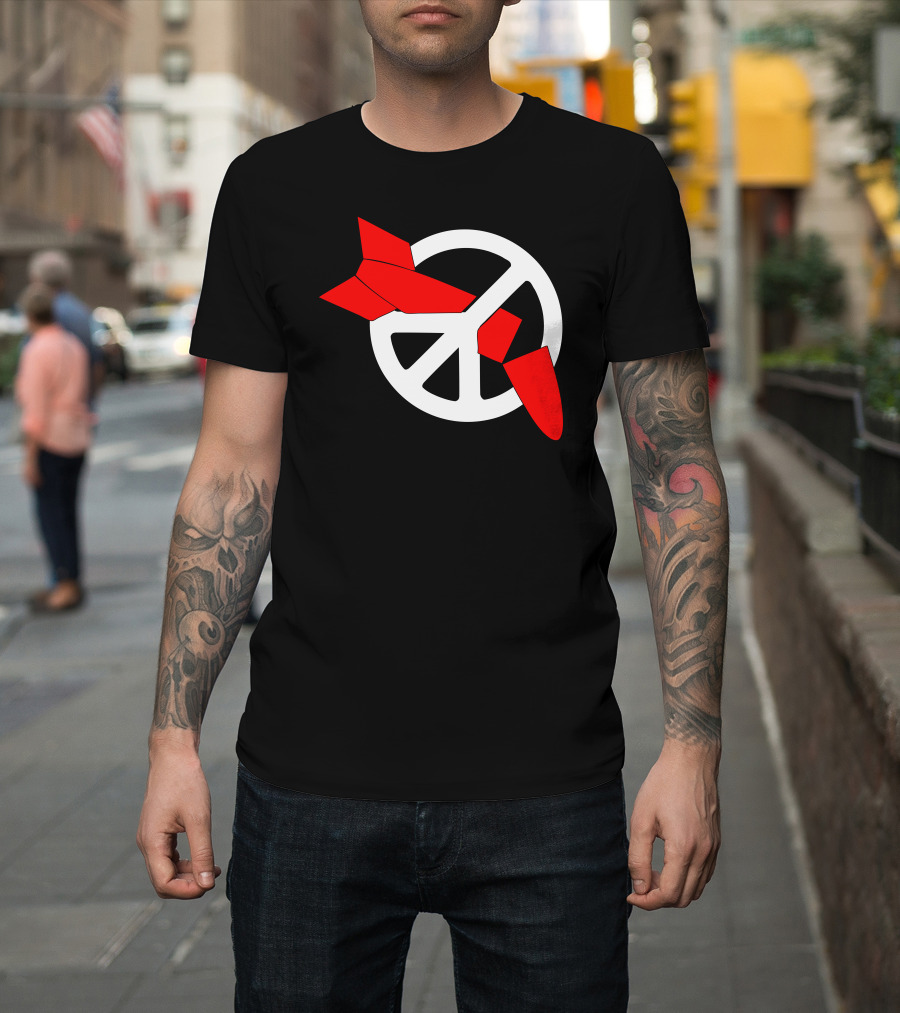 Peace Symbol with Red Bomb Nuclear Disarmament War Peace T-Shirt