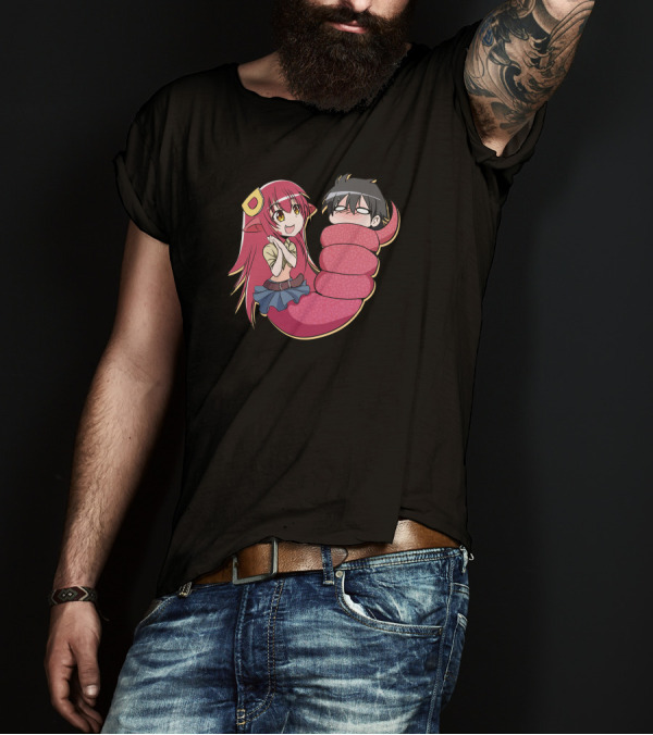 Musume Monster Anime Character With Tentacle Hug Scene T-Shirt