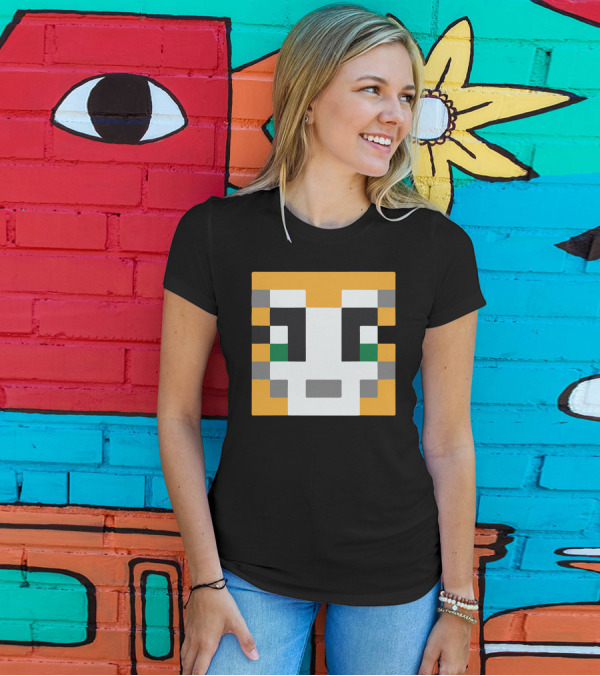 Stampylongnose Minecraft Cat Face Pixel T-Shirt