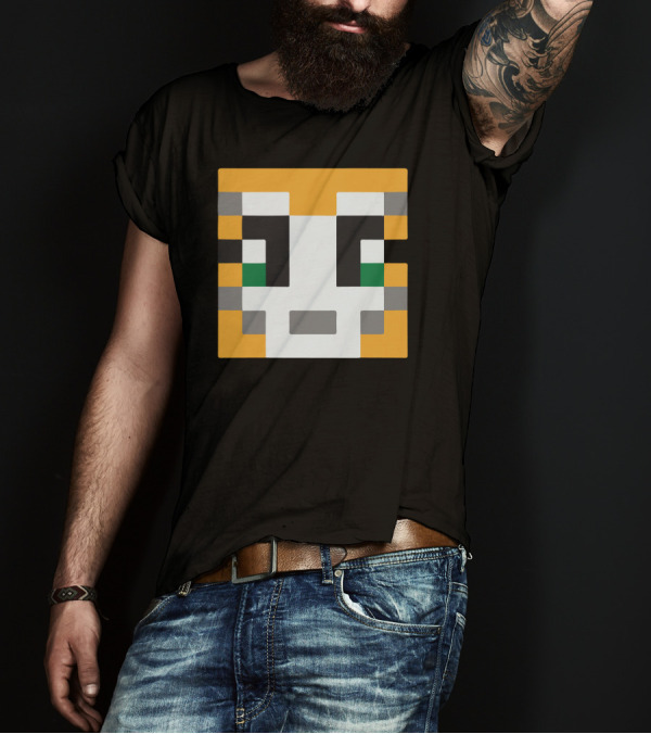 Stampylongnose Minecraft Cat Face Pixel T-Shirt